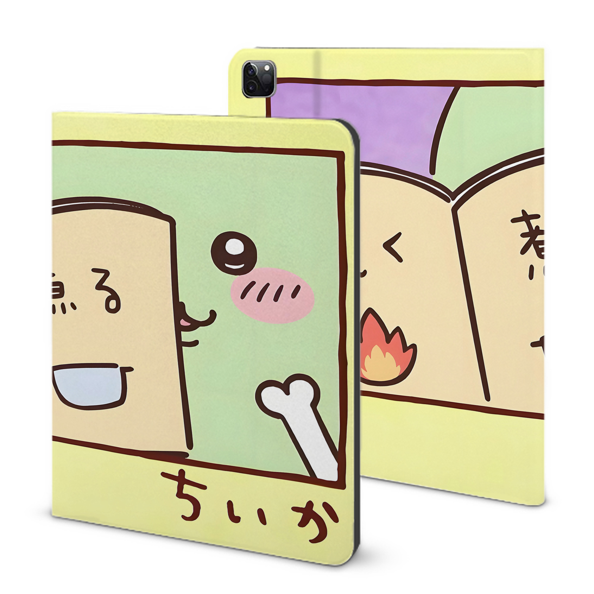 （画像用） ちいかわ Chii-kawa IPad ケース ブック型 PUレザー TPU 耐衝撃 軽量 薄型 ペン収納なし 全面保護 IPad 各モデル対応